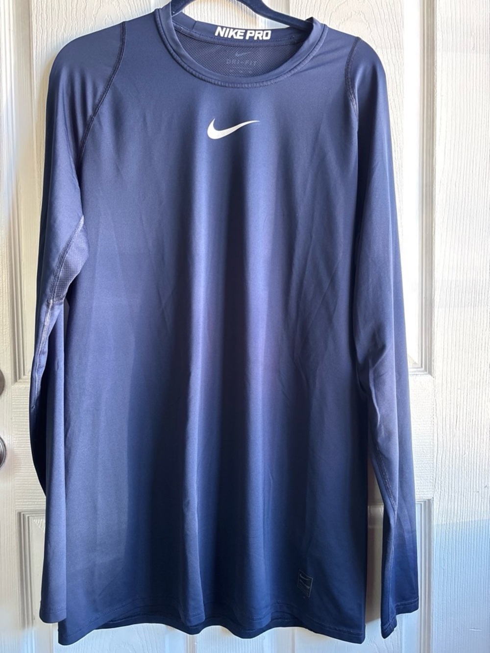 Nike Pro Shirt Blue XLT Fitted Long Sleeve Dri-Fit Training Top